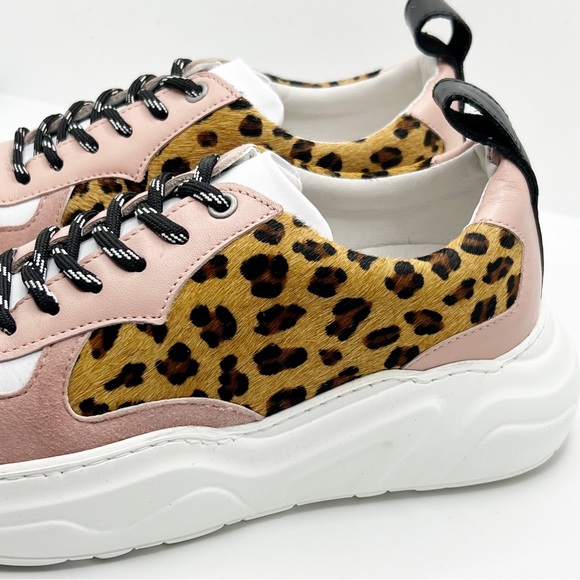 Hush Bennett Trainers Pony Hair Leopard Print Pink& White Size 36 UK 3 - Picture 6 of 9